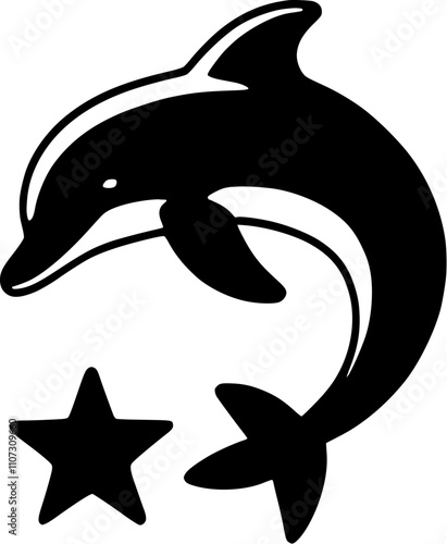 dolphin silhouette isolated on white