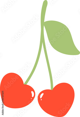 Retro Cherries Heart Shape Minimal