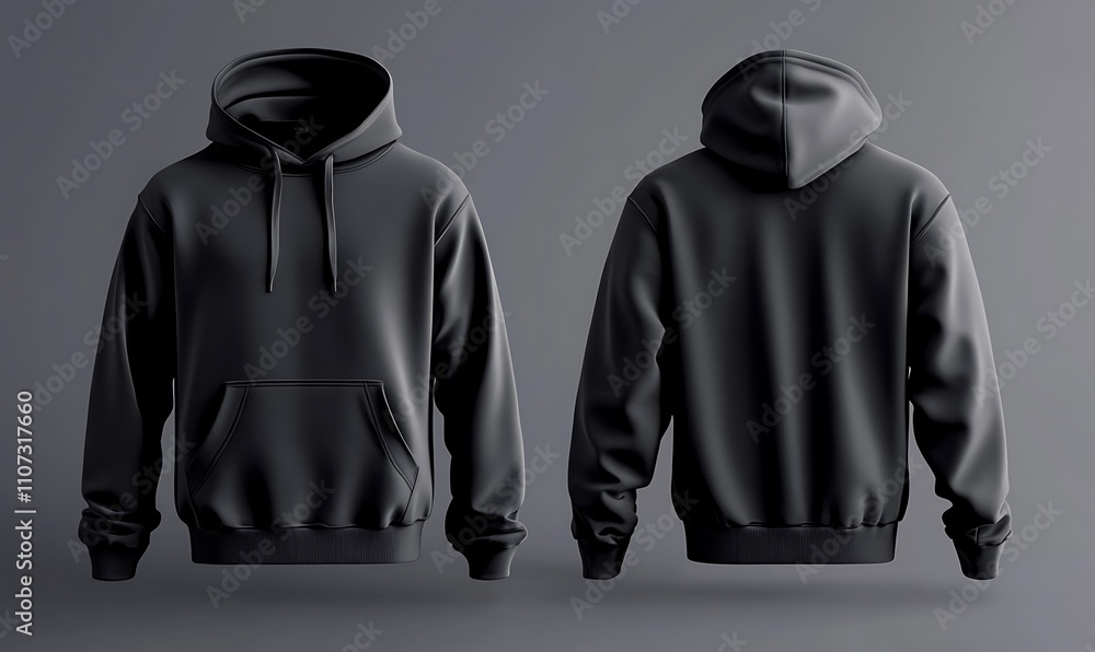 Black Hoodie Sweatshirt Front And Back View Black Hoodie Sweatshirt Front And Back View