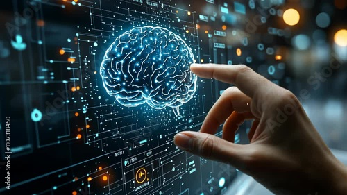 A man touching the brain working of Artificial Intelligence (AI).