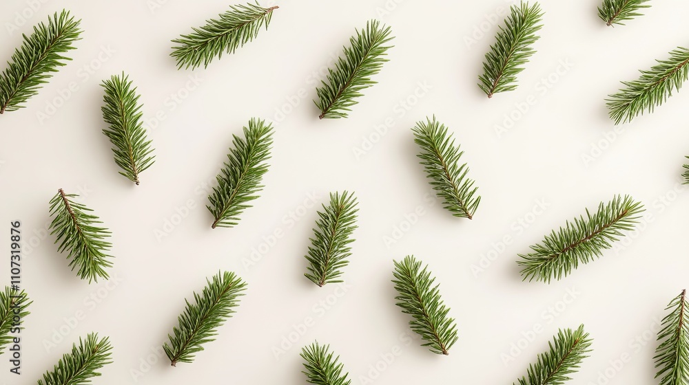 Trendy Christmas trees scattered across a pastel cream background creating a minimal and modern festive pattern Trendy Christmas trees scattered across a pastel cream background creating a minimal and modern festive pattern