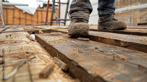 Wooden floorboards are carefully inspected reinforced and reinstalled using traditional techniques to ensure the buildings foundation is structurally sound for decades to come. photo