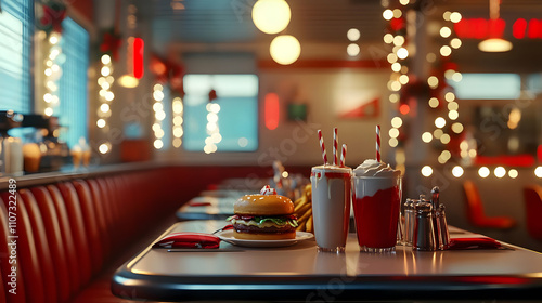 Christmas Diner: A Festive Burger and Milkshake