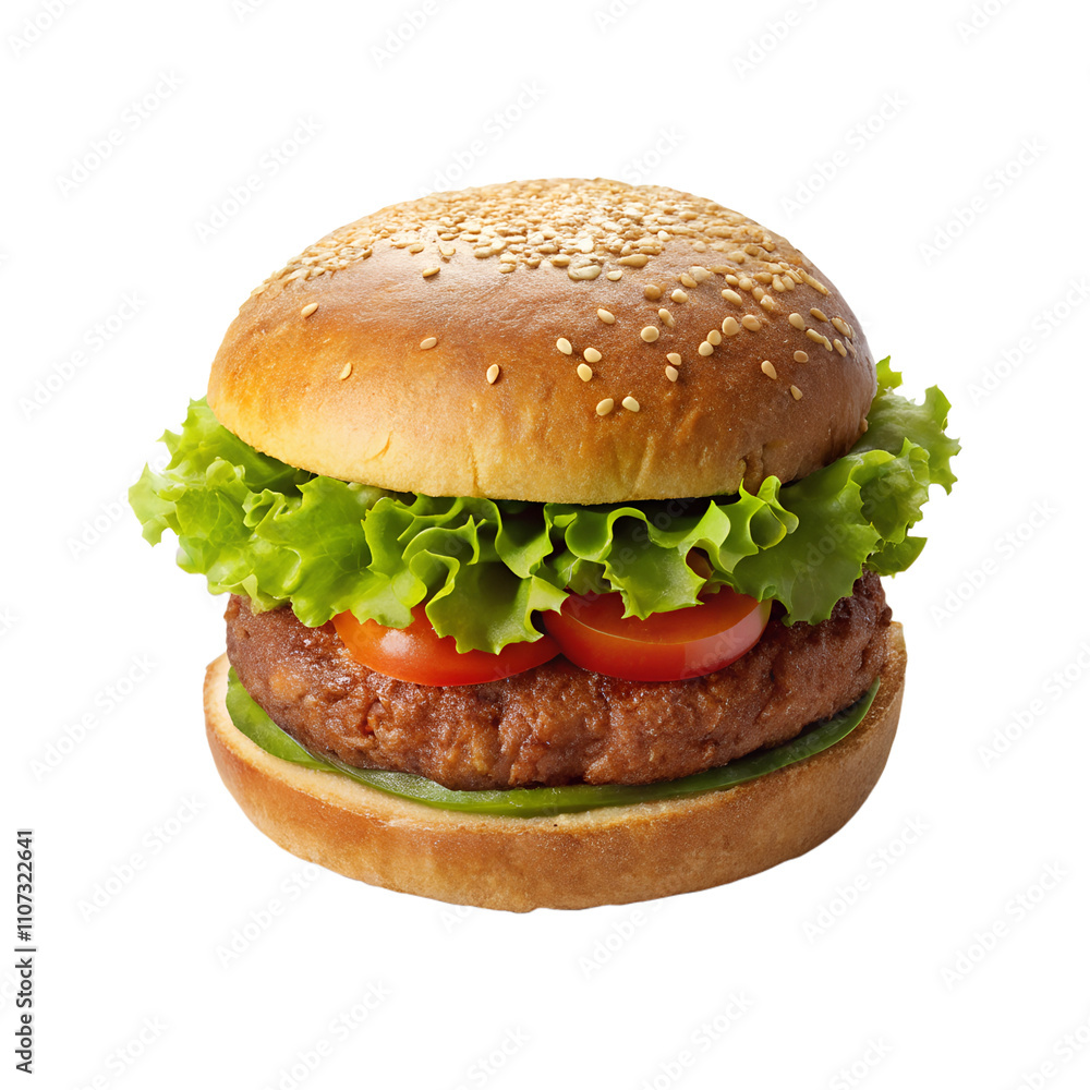 A realistic, plant-based burger patty, isolated on a transparent background A realistic, plant-based burger patty, isolated on a transparent background