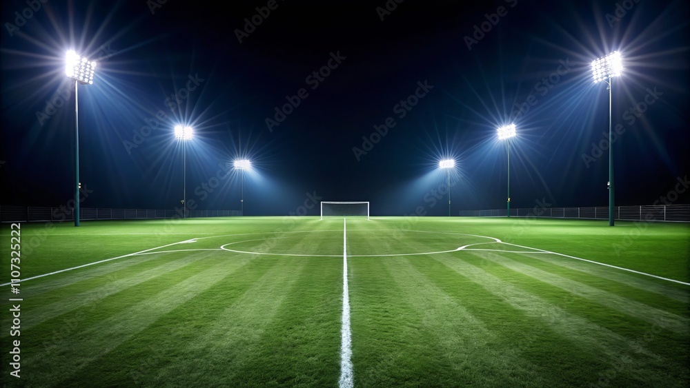 Minimalist Photography of Bright Spotlights Illuminating a Soccer Field at Night, Capturing the Essence of Sports and Athleticism in a Clean and Modern Composition Minimalist Photography of Bright Spotlights Illuminating a Soccer Field at Night, Capturing the Essence of Sports and Athleticism in a Clean and Modern Composition