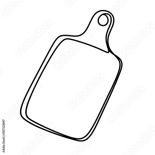 Wooden cutting board one continuous line drawing