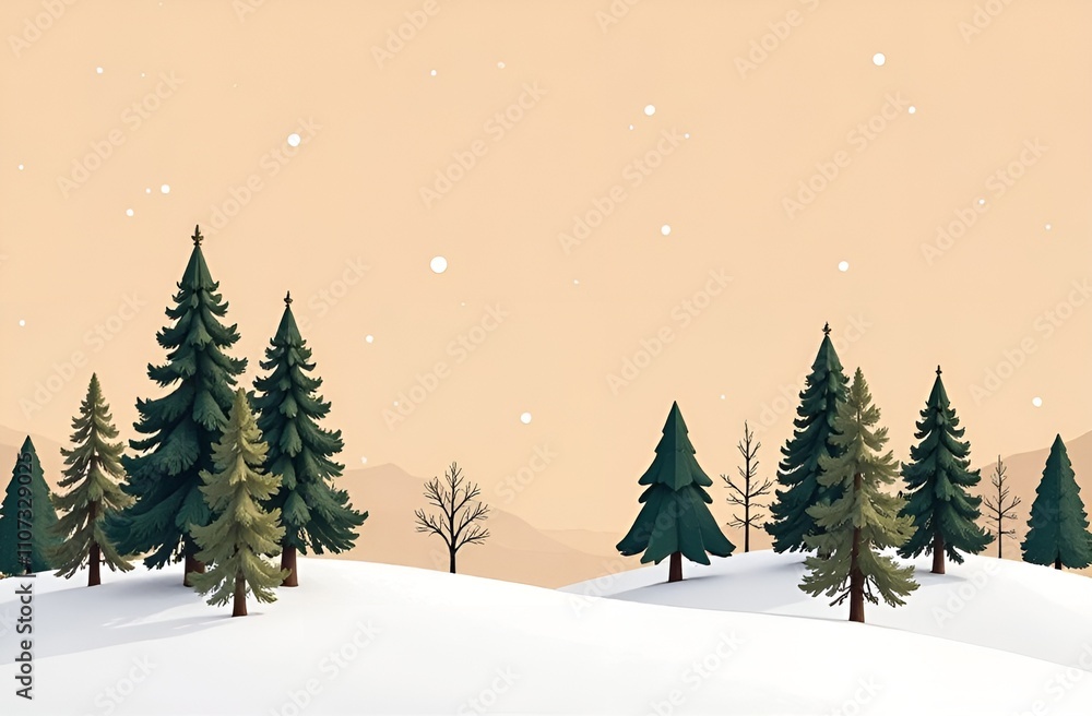 Obraz premium Hand drawn pine forest textured illustration.