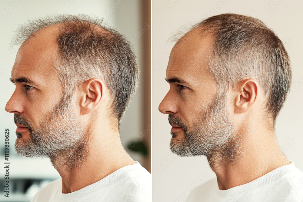 Obraz premium Before and After Hair Regrowth Comparison for Male Patient