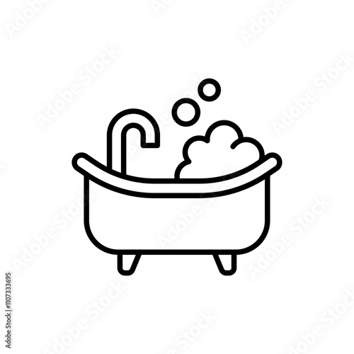 Bathtub outline icons, minimalist vector illustration ,simple transparent graphic element .Isolated on white background