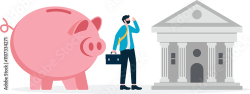 Choosing between mobile banking and piggybank. financial management or planning. Short term and long term savings.
