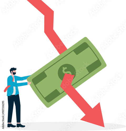 government credit or bond. Global and domestic money loss problem. Bad economy and finance deficit risk symbol.

