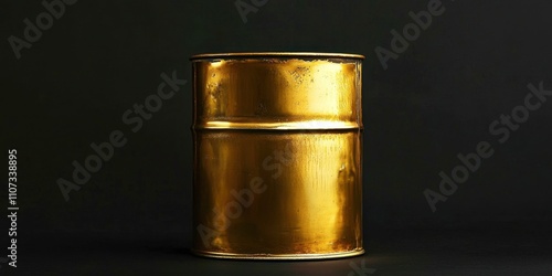 Gold can is sitting on a black surface photo