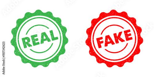 Real fake green red ink rubber stamp seal sign symbol badge grunge effect original dublicate accepeted denied approved rejected tag vignette