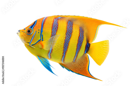 Tropical Angelfish (Pterophyllum scalare) - Freshwater Fish. Isolated. Transparent background photo