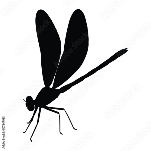 A black and white drawing of a dragonfly. The dragonfly is laying on its side and has its wings spread out