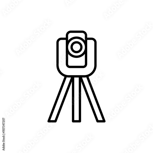 Theodolite outline icons, minimalist vector illustration ,simple transparent graphic element .Isolated on white background