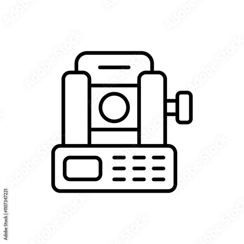 Theodolite outline icons, minimalist vector illustration ,simple transparent graphic element .Isolated on white background