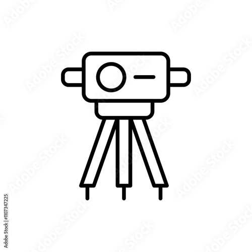 Theodolite outline icons, minimalist vector illustration ,simple transparent graphic element .Isolated on white background