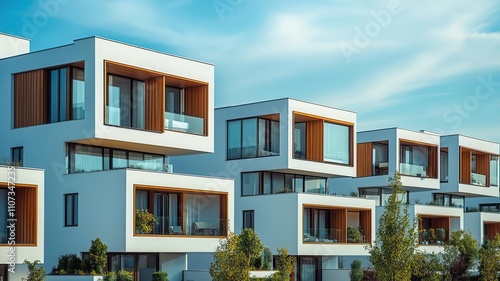 Contemporary housing units with clean modular design, representing efficient use of space in modern living photo