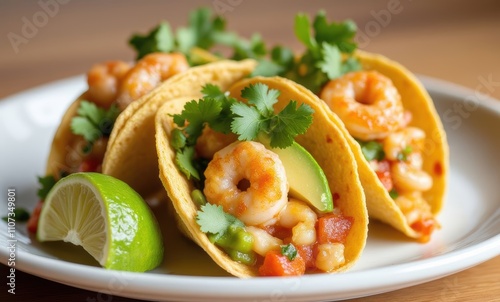 Delicious shrimp tacos with fresh toppings