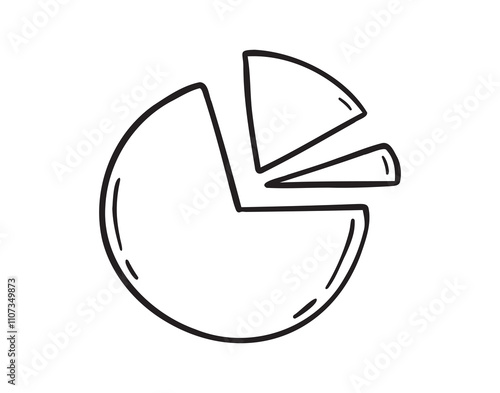four sectional pie chart doodle hand drawn icon. Outline drawing sectional pie chart line clipart symbol