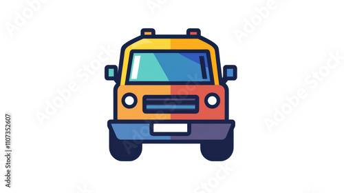 Wallpaper Mural Colorful cartoon van facing forward on transparent background Torontodigital.ca