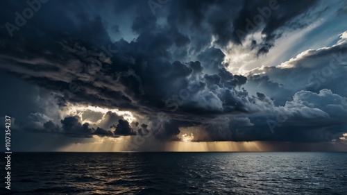 Wallpaper Mural dark and dramatic stormy clouds over sea Torontodigital.ca