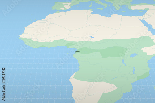 Equatorial Guinea highlighted on a detailed map, geographic location of Equatorial Guinea.