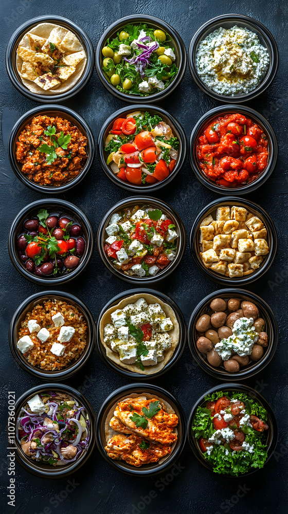 Mediterranean Cuisine, A Colorful Array of Appetizers Mediterranean Cuisine, A Colorful Array of Appetizers