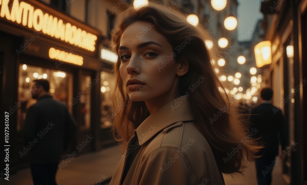 Woman with elegant look in urban setting Woman with elegant look in urban setting