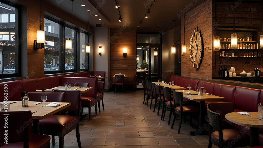 detailed interior view of a restaurant environment detailed interior view of a restaurant environment