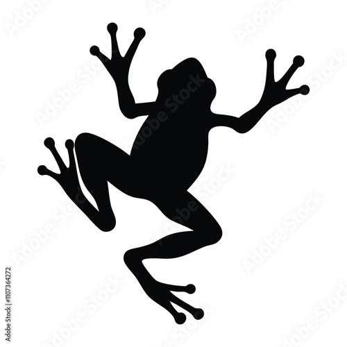 a frog are jumping pose vector silhouette