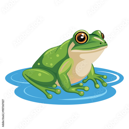 a frog sitting on the ground vector art illustration