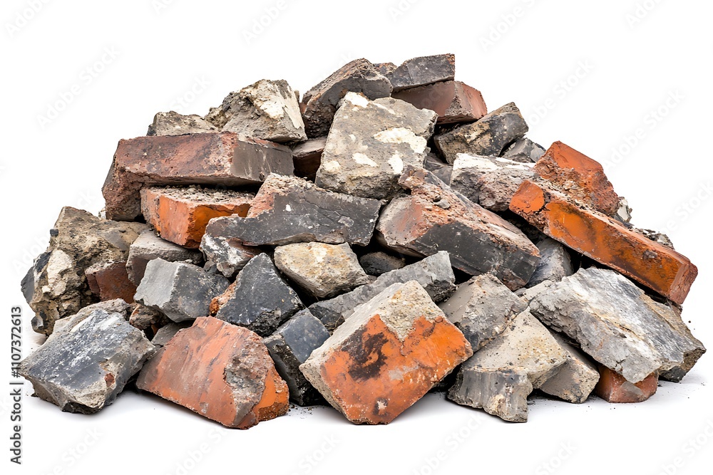 Pile of brickbat isolate on white background. Pile of brickbat isolate on white background.