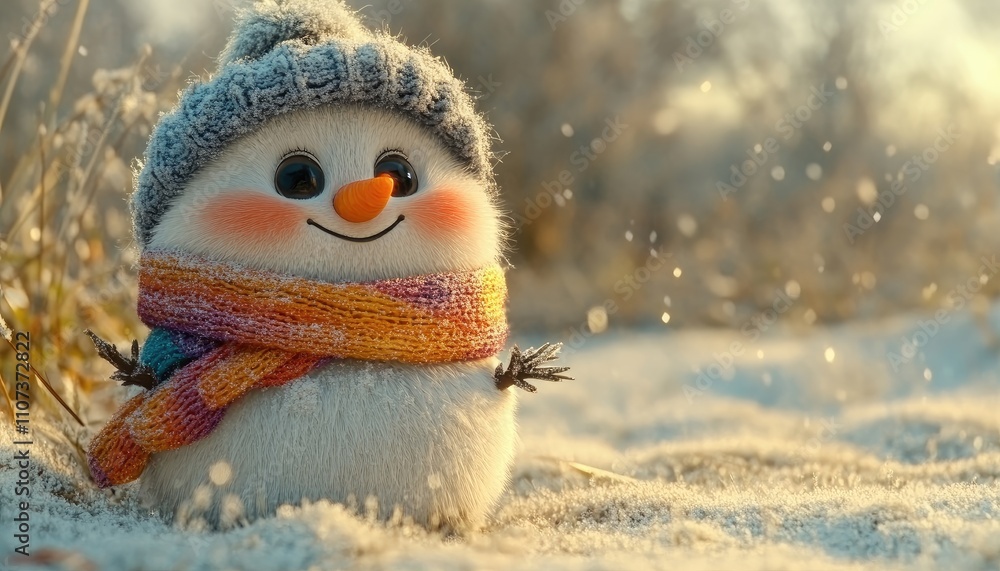 Obraz premium Cute snowman winter scene