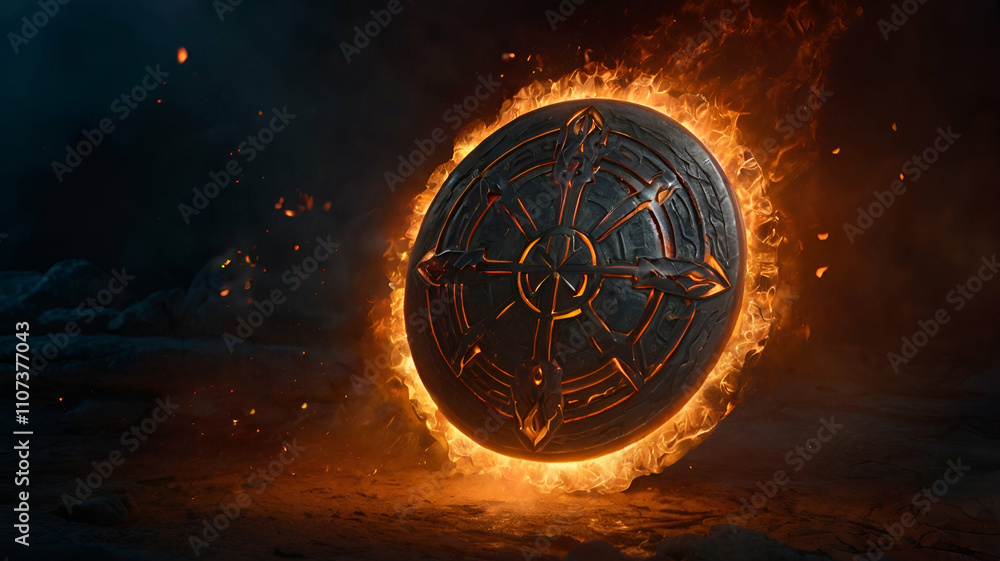 Naklejka premium Fiery Shield