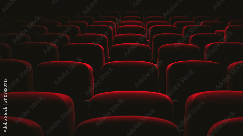 Fototapeta premium An Empty Theater Awaiting Its Audience in Dim Light