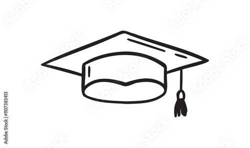 Hand drawn doodle Graduation hat icon. Education hat line for college student drawing