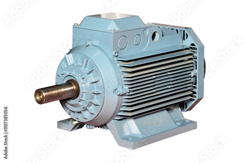 Obraz na płótnie Electric motor showcasing detailed design for industrial applications and engineering projects, isolated on white background. w salonie
