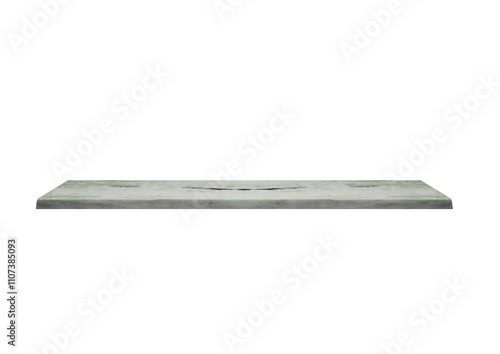 Marble short window sill or shelf, side view. On isolated transparent background. photo