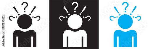 Anxiety vector icon.  isolated on white and black background.  Vector illustration. EPS 10