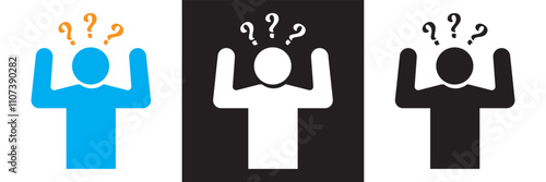 Anxiety vector icon.  isolated on white and black background.  Vector illustration. EPS 10