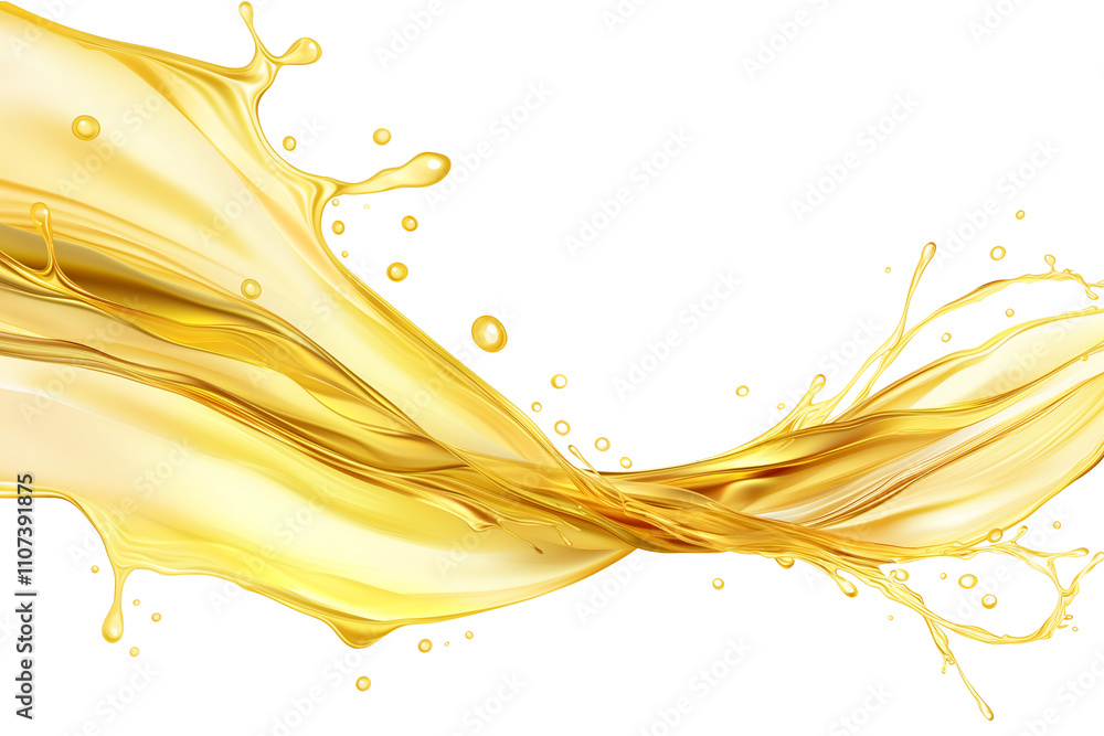Fototapeta premium splashing yellow oil liquid, flowing golden fluid oil motion. cutout