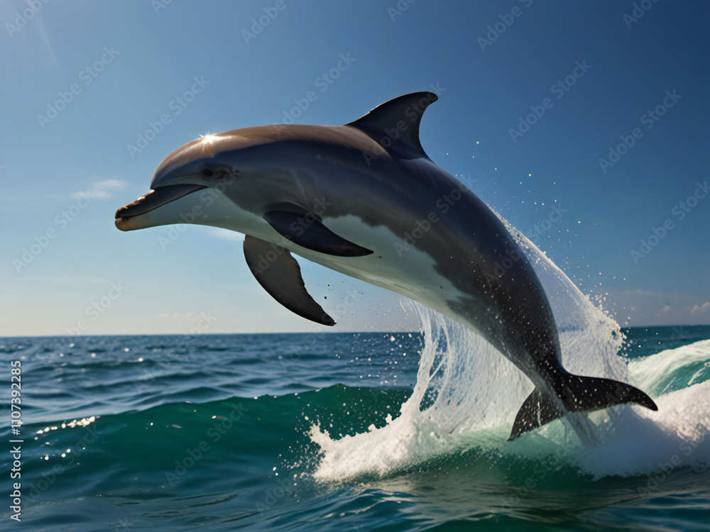Obraz premium Dolphin jumping from the sea