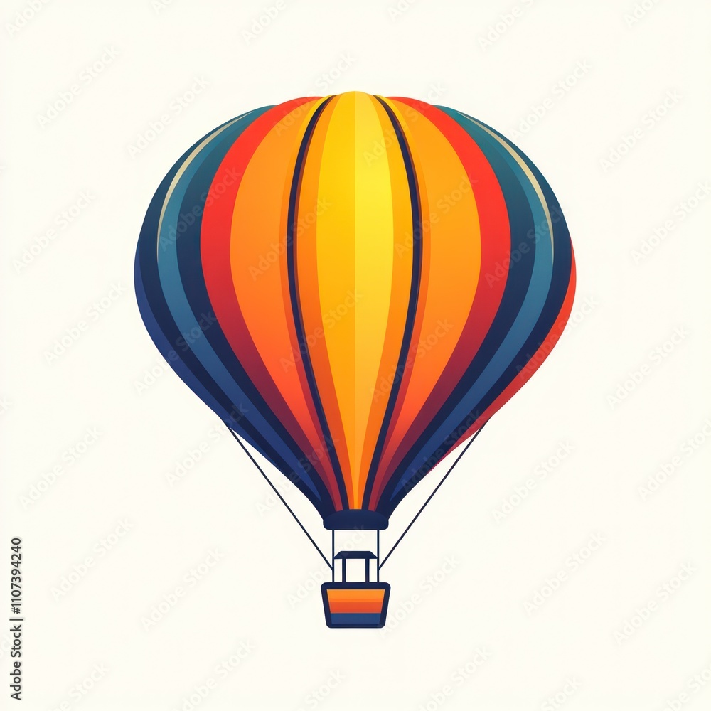 Fototapeta premium Colorful hot air balloon illustration isolated on white background.