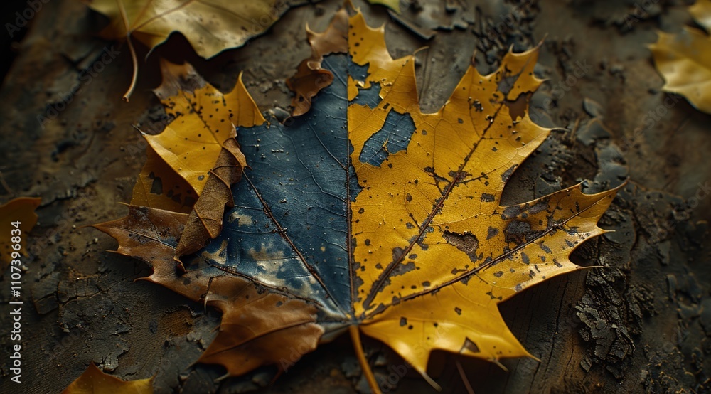 Gold and blue macro closeup of leaves texture. Gold and blue macro closeup of leaves texture.