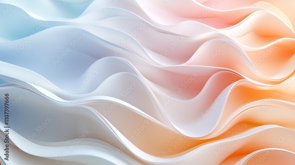 Obraz premium Flowing abstract waves in soft pastel colors digital art calm mood