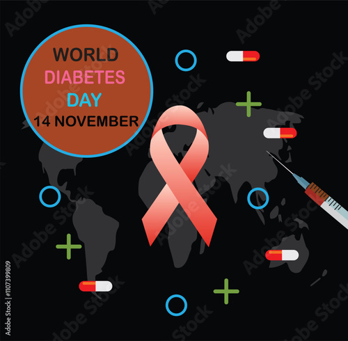 World diabetes day design template of card, awareness poster and banner