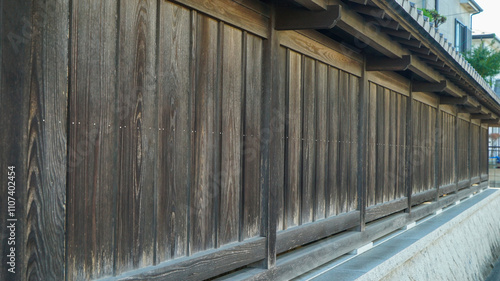 Japanese traditional house wooden exterior wall fence