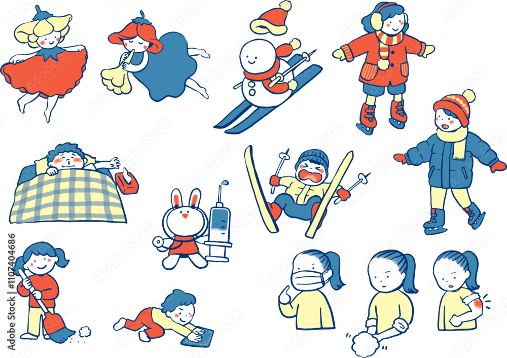 Fototapeta premium 冬のイラスト